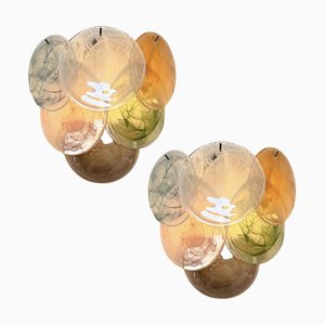 Murano Glass Disc Wall Sconces, 1990s, Set of 2