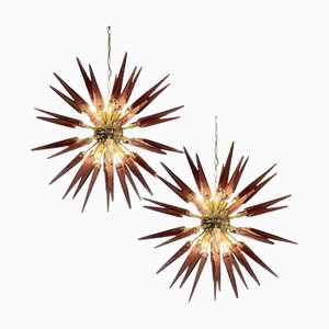 Sputnik Chandeliers, Murano, Italy, 1990s, Set of 2