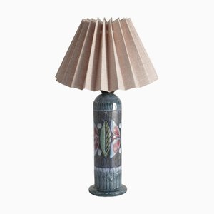 Scandinavian Modern Earthenware Flower Motif Table Lamp by Tilgmans, 1955
