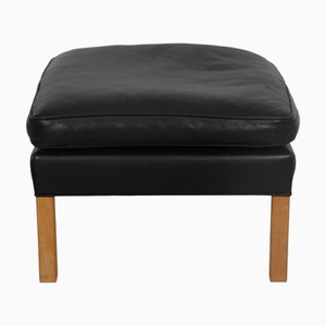 2202 Fußhocker aus schwarzem Leder von Børge Mogensen, 1980er