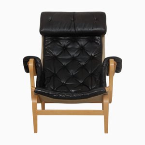 Pernilla Chair in Black Leather by Bruno Mathsson, 2000s