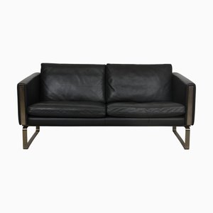 CH-103 Two-Seater Sofa in Grey Leather by Hans Wegner