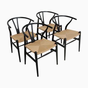 Black CH24 Chairs by Hans Wegner, Set of 4