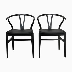 Set de Chaises CH24 Noires par Hans Wegner