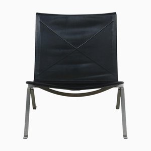 PK22 Chair in Black Aura Leather by Poul Kjærholm, 2000s