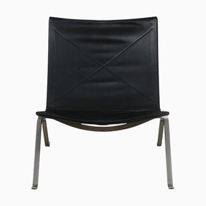 PK22 Chair in Black Aura Leather by Poul Kjærholm, 2000s