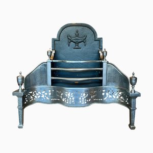 Antiker englischer georgischer Hundefeuerrost aus poliertem Stahl, 1850er