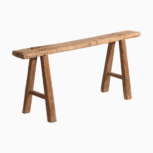 Antique Elm Footboard Bench, 1870s