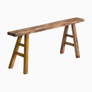 Antique Elm Footboard Bench, 1870s