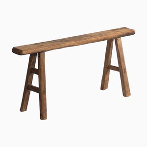 Antique Elm Footboard Bench, 1870s