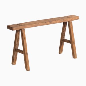 Antique Elm Footboard Bench, 1870s