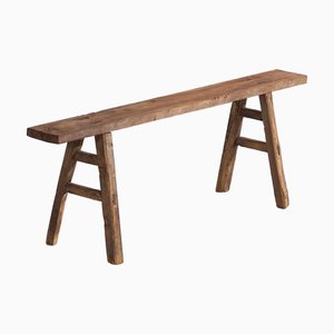 Antique Elm Footboard Bench, 1870s