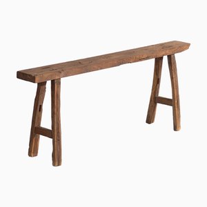 Antique Elm Footboard Bench, 1870s