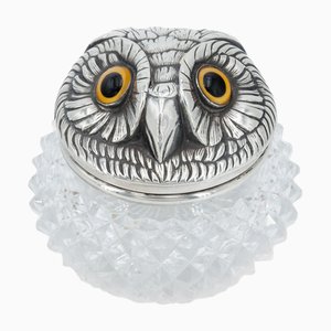 Encrier Victorien Silver-Mounted Owl de Sampson Mordan & Co., Londres, Angleterre, 1896