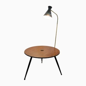 Tavolino da caffè vintage con lampada integrata, Italia, anni '60