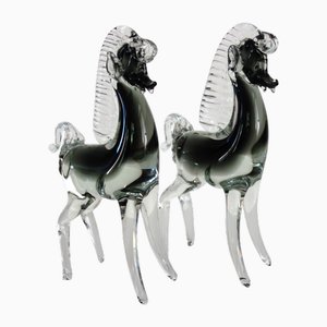 Archimede Seguso zugeschriebene Murano Glaspferde, Italien, 1960er, 2er Set