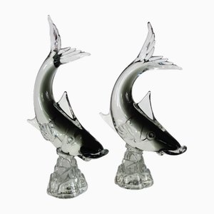 Großer Fisch aus Muranoglas von G. Campanella, Italien, 1960er, 2er Set