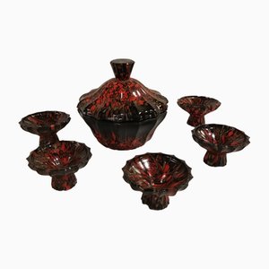 Murano Gläser & Karaffe mit Deckel, 1940er, 6 . Set