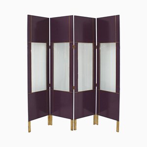 Vintage Lacquered Screen with Four Leaves