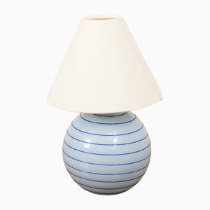 Lámpara de mesa con base de vidrio azul claro