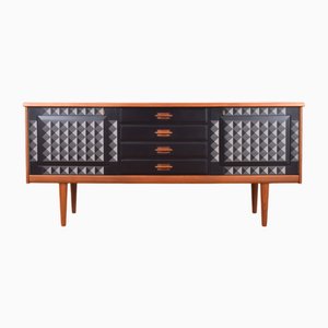Enfilade Op-Art Mid-Century en Teck Peint à la Main par Gustav Bahus, 1960s