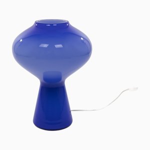 Lámpara de mesa Fungo grande soplada a mano en azul de Massimo Vignelli para Venini, años 50