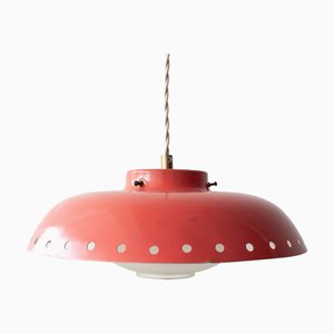 Lampada a sospensione rosa, Italia, anni '50