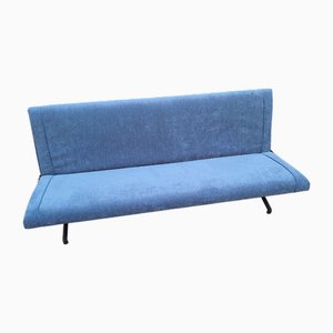 Model D70 Sofa in Blue Reupholstered by Osvaldo Borsani, 1950s