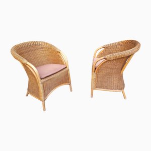 Fauteuils d'Extérieur Vintage en Rotin et Bambou, 1960s, Set de 2