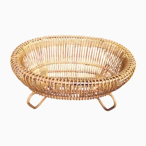 Vintage Wiege aus Rattan, 1950er
