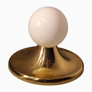 Vintage Wall Lamp in Brass and Opaline Glass by Achille & Pier Giacomo Castiglioni for Flos, 1960s