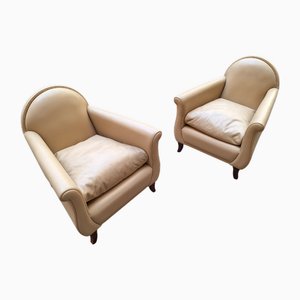 Set of Lyra Chairs in Beige Leather by Renzo Frau for Poltrona Frau, 1980s