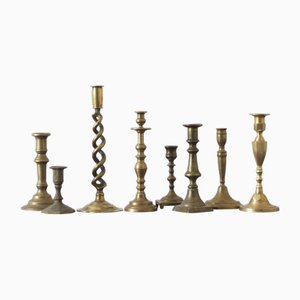 Vintage Brass Candlesticks, 1960s, Set of 8