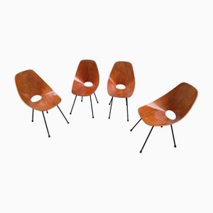 Chaises Medea Vintage en Acajou de Fratelli Tagliabue, 1950s, Set de 4