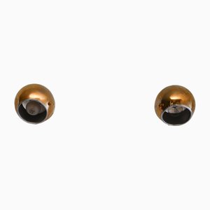 Lámparas de pared esféricas de latón, años 60-70. Juego de 2