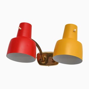 Scandinavian 2-Tone Metal Wall Lamp, 1960s, Set of 2