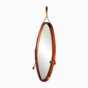 Vintage Mirror in Teak with Rope Attachment, 1960s