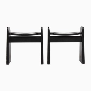 Hocker Jonte auf dunkel gebeizter Eiche von Gilbert Marklund, Schweden, 1980er, 2er Set