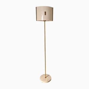 Vintage Floor Lamp in Burnished Brass and Chrome from Stilnovo, 1950s