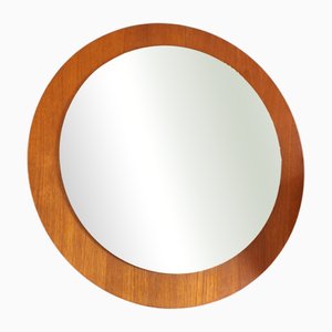 Specchio da parete circolare in teak, Danimarca, anni '60