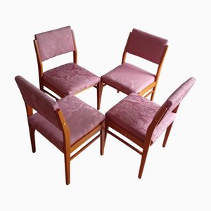 Vintage Upholstered Teak Dining Chairs, 1960s, Set of 4