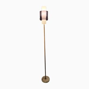 Vintage Floor Lamp in Glass with White Marble Base from Stilnovo, 1950s