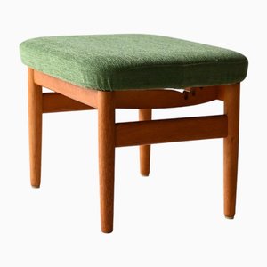 Vintage Scandinavian Adjustable Ottoman with Green Cushion, 1950s