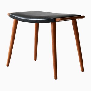 Vintage Hocker aus Holz & Leder, 1960er