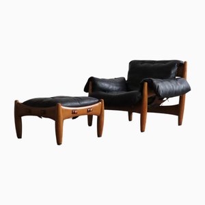 Set of Sheriff Lounge Chair with Ottoman by Sergio Rodrigues for Isa Bergamo, 1957