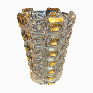 Vase Rostrato en Verre de Bohême avec Détails Dorés