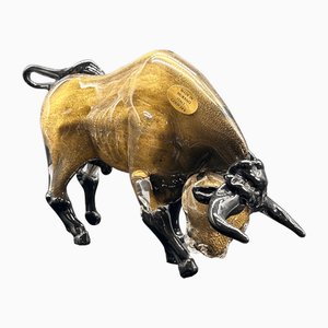 Murano Glass Bull with 24k Gold Aurum by Venice Mastery