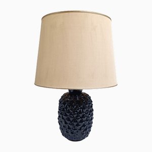 Lámpara en forma de piña grande de cerámica azul, años 70