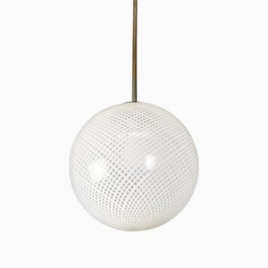 Art Deco Italian Reticello Murano Glass Ceiling Lamp attributed to Venini, 1920s