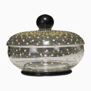 Yellow Spotted Glass Sugar Bowl, 1930s